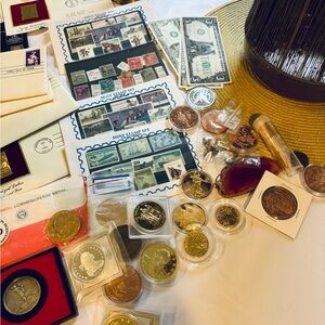 Assorted Coin and Stamp Collection